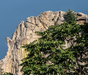 Seneca Rocks viewed from the north in West Virginia -a popular rock climbing and recreation...
