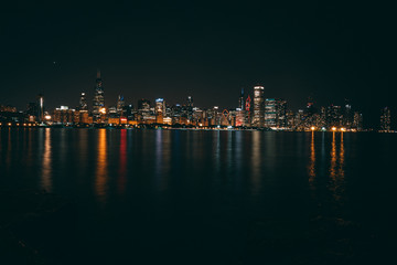 Fototapeta na wymiar Downtown chicago long exposure