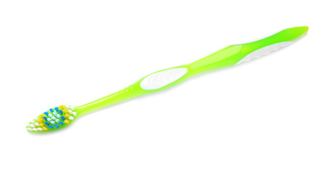 Manual toothbrush on white background. Dental care