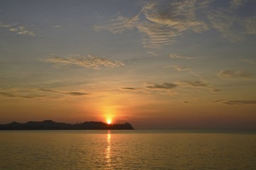 the ray of sunrise moment at Cherating beach, Malaysia