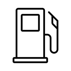 Self service gasoline / gas pump or petrol fuel dispenser station stand line art vector icon for apps and websites