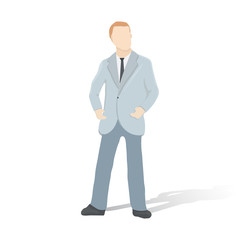 Businessman character standing on white background , vector illustration