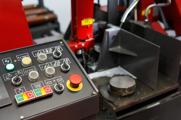 control panel of CNC metal cutting band saw