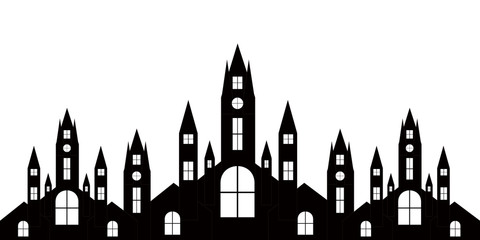 Obraz premium ハロウィン 城 教会 シルエット