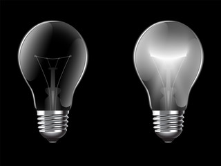  Vector illustration realistic lightbulb isolated on a black background. EPS 10