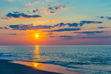 Sunset on the beach on north side of the Provincelands Cape Cod,