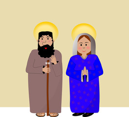 José y la virgen María pesebre navidad vector ilustración