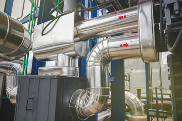 Pipe insulation work with aluminium covering pipe   