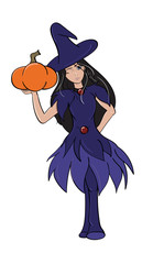 Winking Witch Holding a Pumpkin