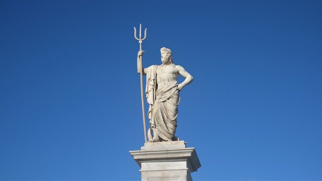 Statue of Poseidon along Malecon roadway in Havana city, Cuba 