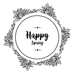 Card for spring season with floral frame vector illustration