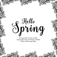 banner with the Hello Spring floral frame vector illustration