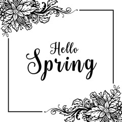 banner with the Hello Spring floral frame vector illustration