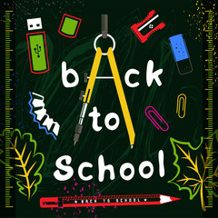 Back to school vector set on green board