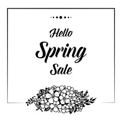 Hello spring sale floral hand draw vector illustration