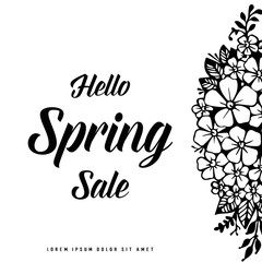 Hello spring sale floral hand draw vector illustration