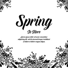 Design banner with spring is here floral frame vector illustration
