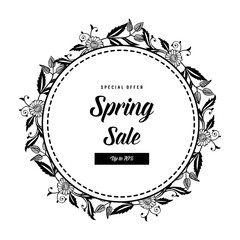 Floral frame with spring sale card vector illustration