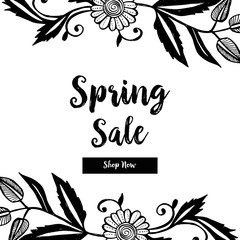 Obraz premium Floral frame with spring sale card vector illustration