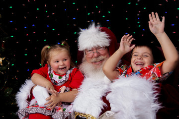 Brother & Sister with Santa