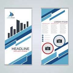 Modern roll-up business banners vector design template