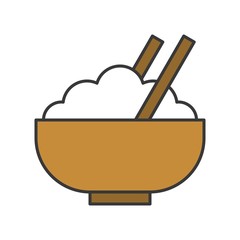 rice in bowl, food and gastronomy set, filled outline icon