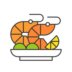 shrimp salad or prawn cocktail, seafood, food and gastronomy set, filled outline icon
