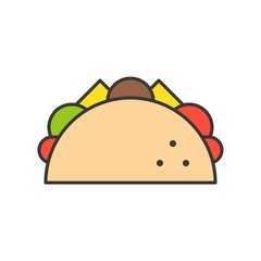 taco, Mexican food, food and gastronomy set, filled outline icon