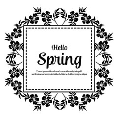Hello spring card flower design hand draw vector illustration