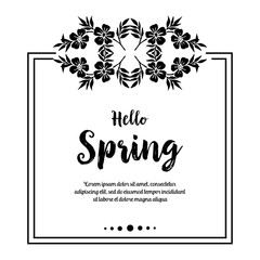 Hello spring card flower design hand draw vector illustration