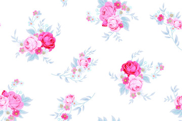 Plakat Seamless cute vintage pattern in shabby chic style 