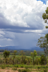 Falling rain on the Atherton Tableland in Tropical North Queensland, Australia