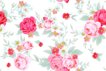 Seamless cute vintage pattern in shabby chic style
