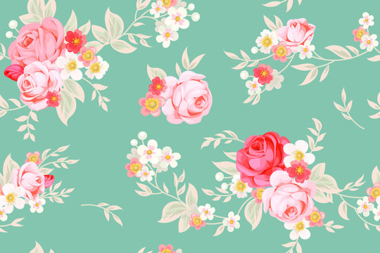 Seamless cute vintage pattern in shabby chic style
