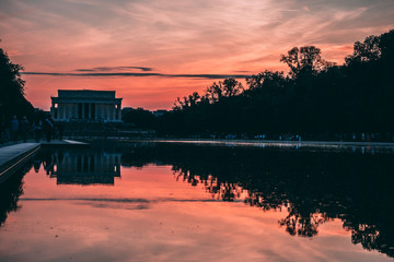 Obraz premium Lincoln memorial sunset