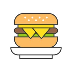 cheese burger, food and gastronomy set, filled outline icon