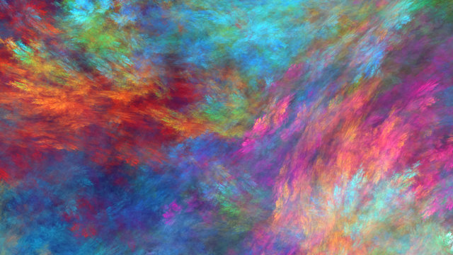 Abstract painted texture. Chaotic red and blue strokes. Fractal background. Fantasy digital art. 3D rendering.