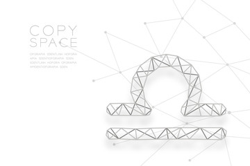 Libra Zodiac sign wireframe Polygon silver frame structure, Fortune teller concept design illustration isolated on white background with copy space, vector eps 10