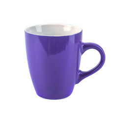 lilac ceramic cups on a white background