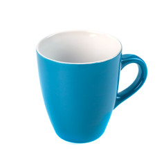 Blue ceramic cups on a white background