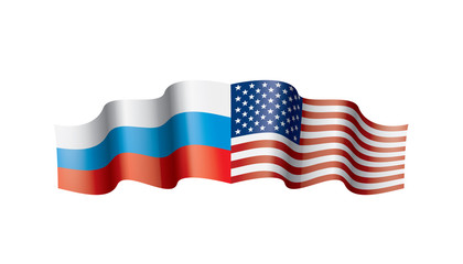 Russia and USA national flags. Vector illustration.