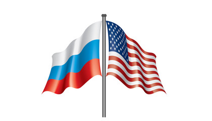 Russia and USA national flags. Vector illustration.