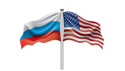 Russia and USA national flags. Vector illustration.