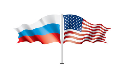 Fototapeta premium Russia and USA national flags. Vector illustration.