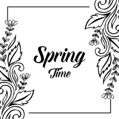 Card for spring time flower hand draw vector illustration