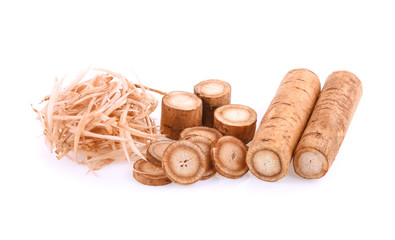 Burdock roots isolated on white background