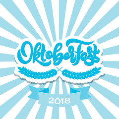 Oktoberfest logotype. Beer festival banner. Vector illustration of Bavarian festival design. Lettering typography for logo, poster, card, postcard, t-shirt.