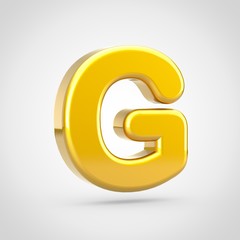 Golden letter G uppercase isolated on white background.