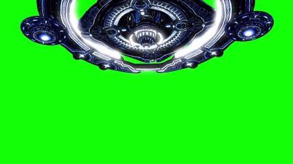 Alien Mothership Lights 3D Rendering Green Screen