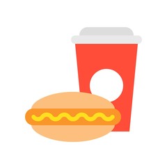 junk food hot dog and soda, food and gastronomy set, flat icon